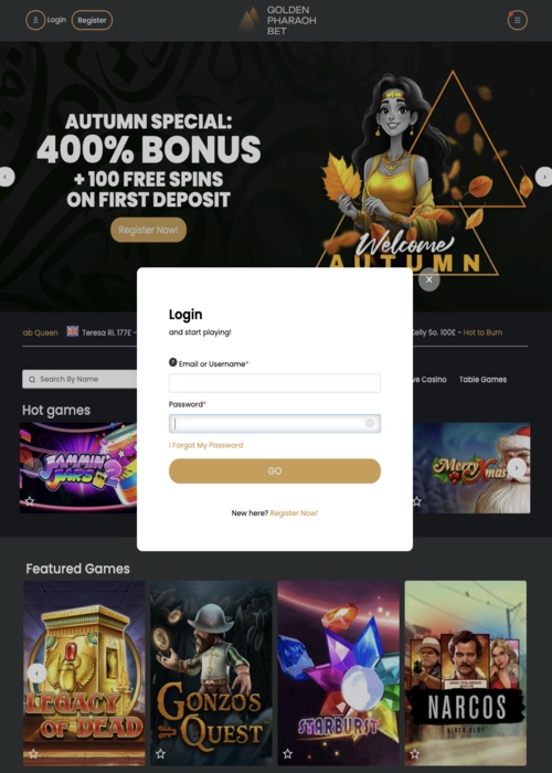 Protected member access gateway Golden Pharaoh Casino