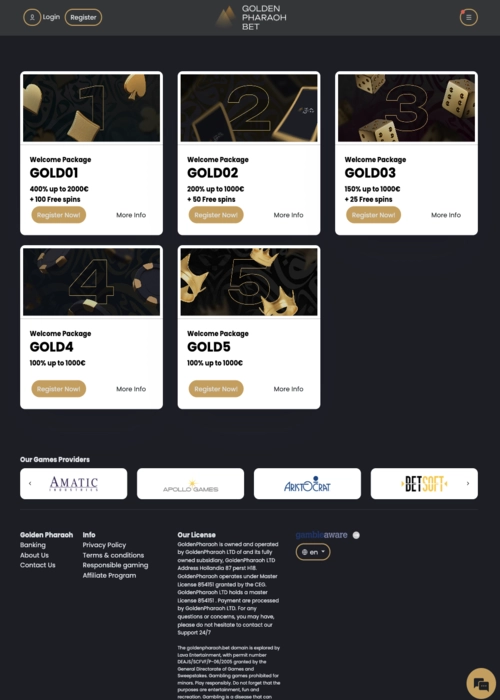 Premium rewards promotions display Golden Pharaoh Casino